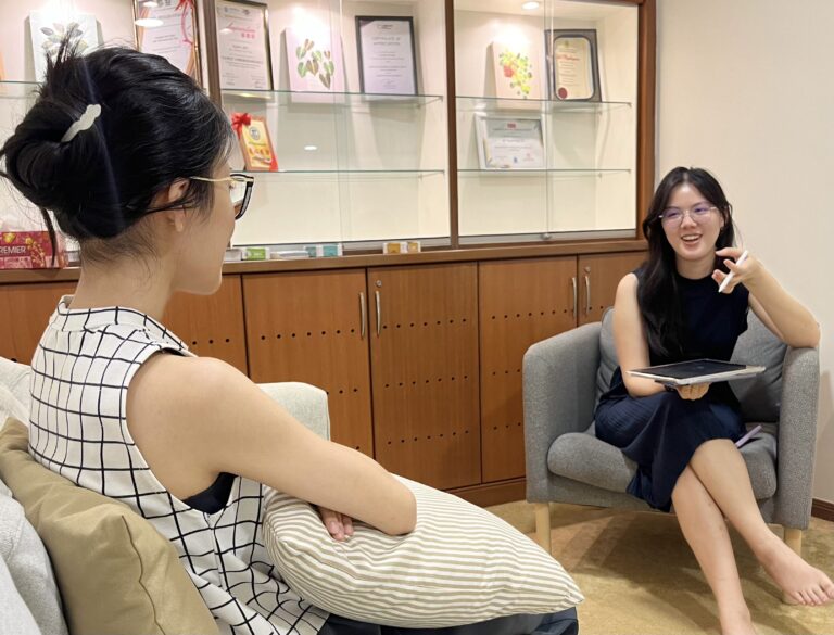 A calm private consultation room at MY Psychology KK